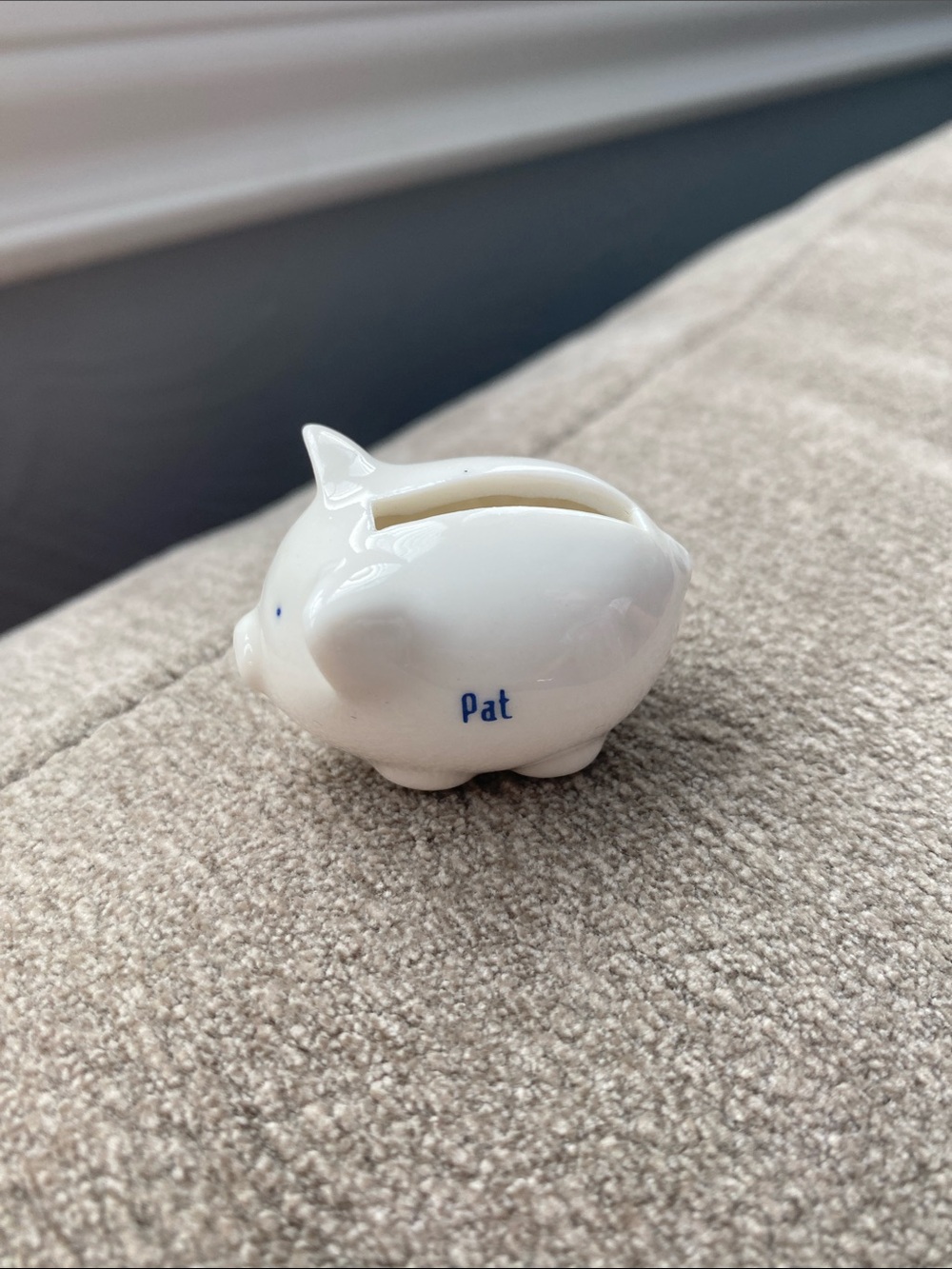 Mini White Ceramic Pig Bank for Lucky Penny - Pat